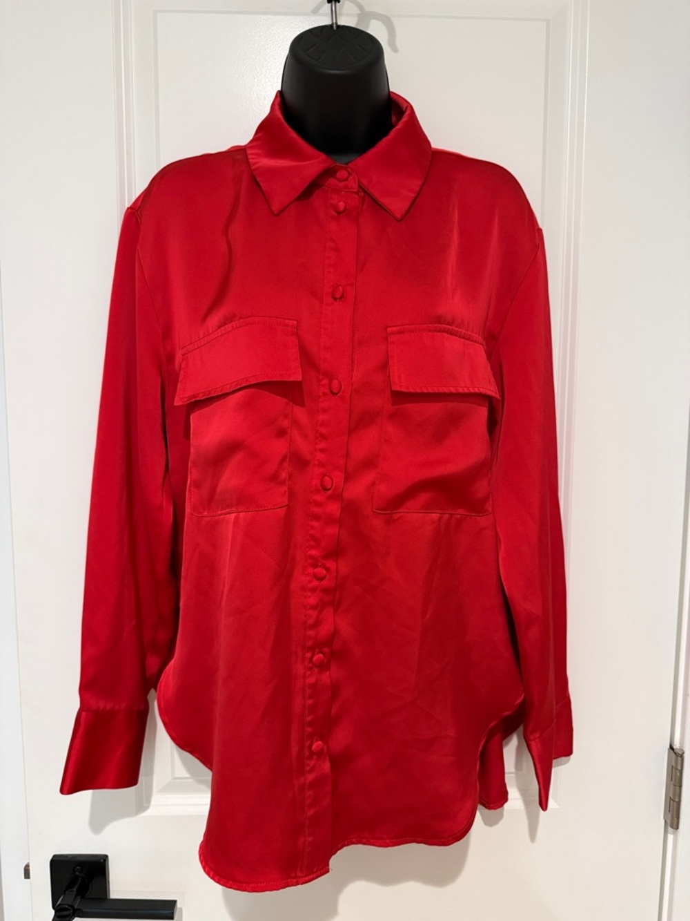 Jason Wu Satin Long Sleeve Button Down Top